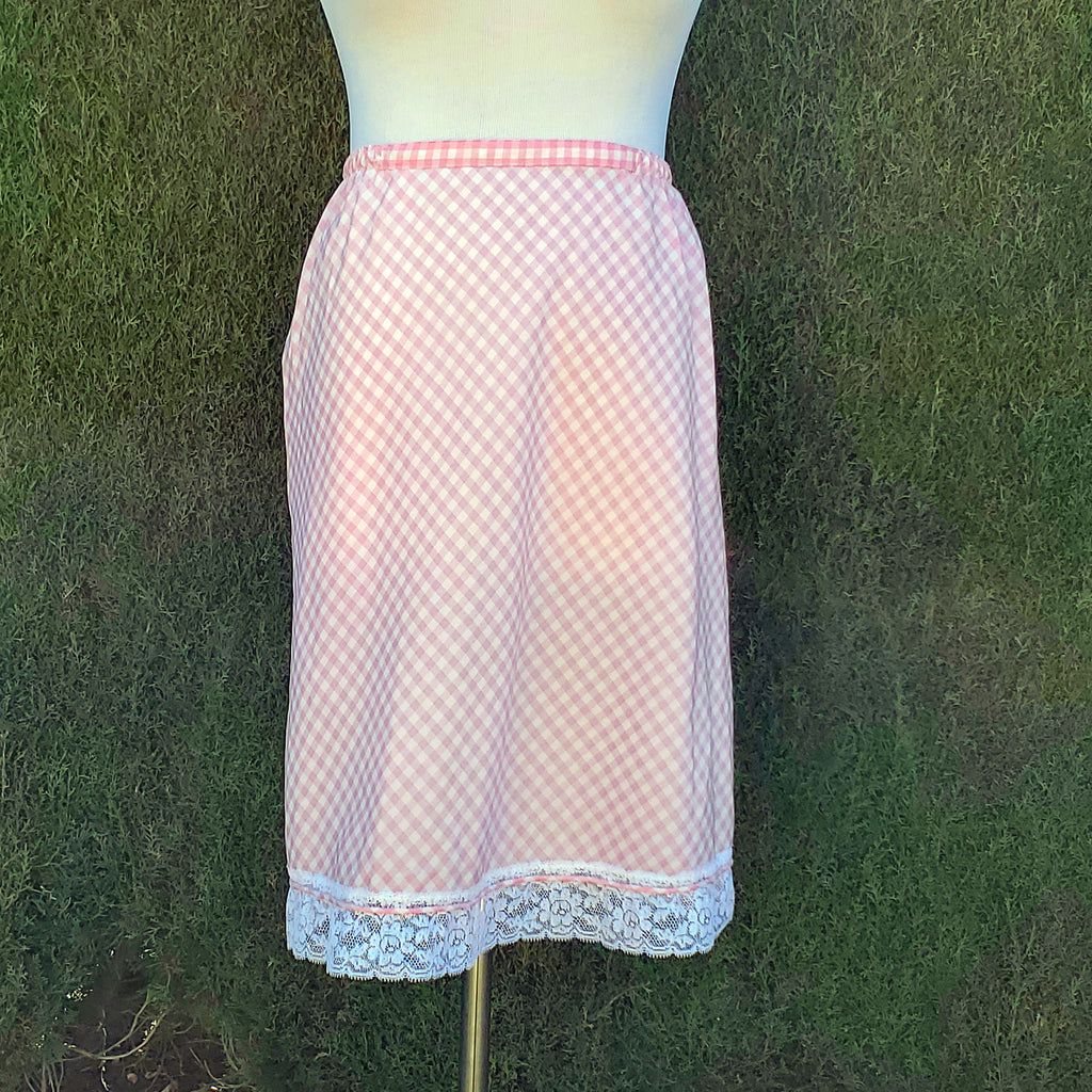 Pink Gingham Half Slip With Lace Trim Gossard Artemis