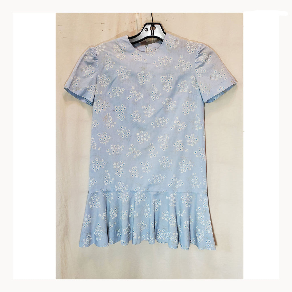 Little Girl's Blue Floral Handmade Dress