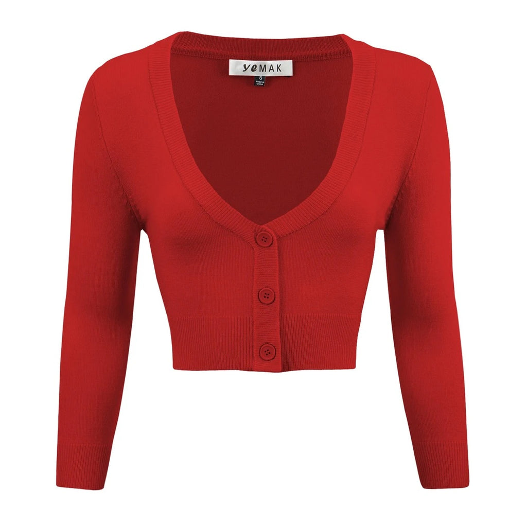 Cropped 3/4 Sleeve Cardigan