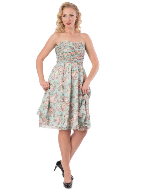 Ella Strapless Dress in Light Blue Floral *SALE*