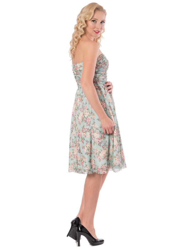 Ella Strapless Dress in Light Blue Floral *SALE*