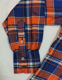 Gloria Vanderbilt Juniors Orange/Navy Silk Plaid Western Blouse