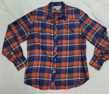 Gloria Vanderbilt Juniors Orange/Navy Silk Plaid Western Blouse