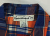 Gloria Vanderbilt Juniors Orange/Navy Silk Plaid Western Blouse