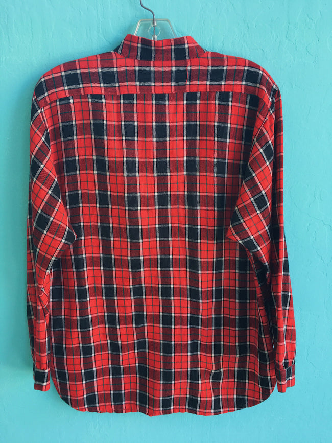 Charmin Red Plaid Buttonup with Band Collar and Pocket Details