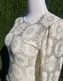 Ivory Silver Sparkle Lace Floral Tiered Gown