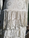 Ivory Silver Sparkle Lace Floral Tiered Gown