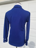 Blue Poly L/S Blouse 1970's Mainliner Brand NOS