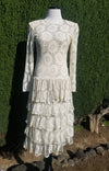 Ivory Silver Sparkle Lace Floral Tiered Gown