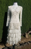 Ivory Silver Sparkle Lace Floral Tiered Gown