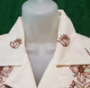 Beige Women's Guayabera Style 3/4 Sleeve Blouse