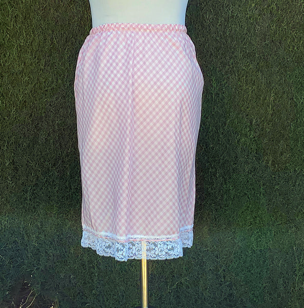 Pink Gingham Half Slip With Lace Trim Gossard Artemis