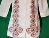 Beige Women's Guayabera Style 3/4 Sleeve Blouse
