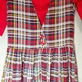 Little Girl's Dress Red Plaid 2 Piece Back to School Handmade