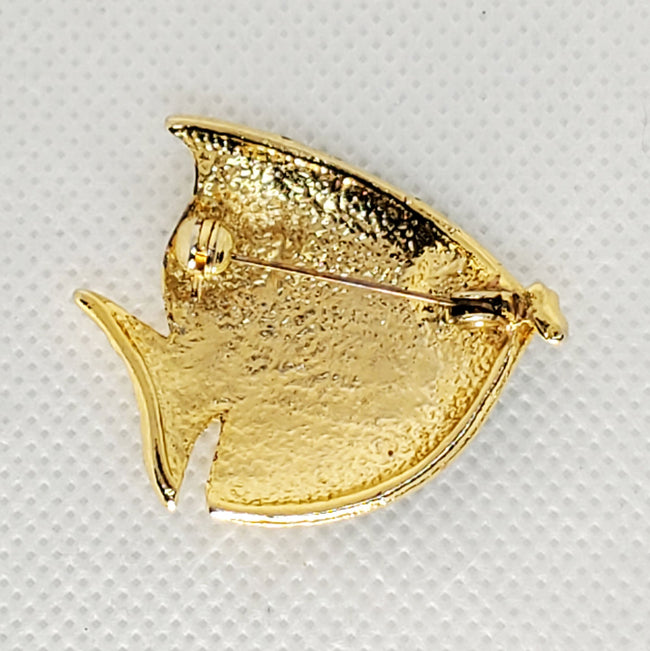 Green Striped Fish Pin Brooch