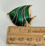 Green Striped Fish Pin Brooch