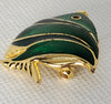 Green Striped Fish Pin Brooch
