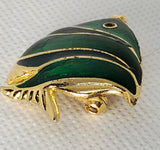 Green Striped Fish Pin Brooch