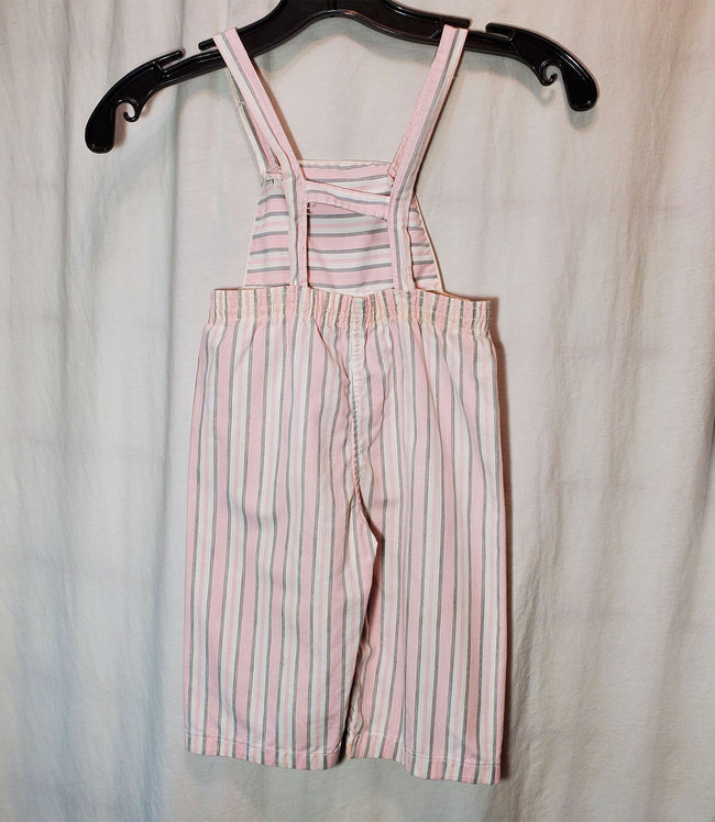 Kids Pink and White Striped Overalls AS-IS