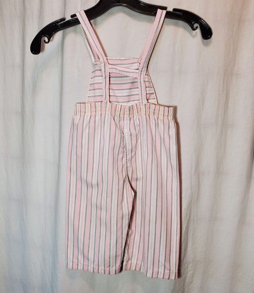 Kids Pink and White Striped Overalls AS-IS