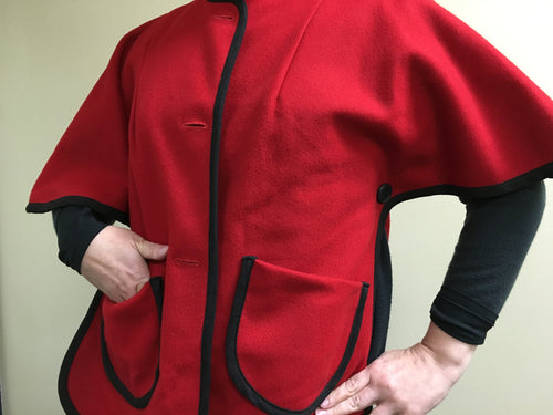 Red Wool 60's Specialty House Fashion Cape