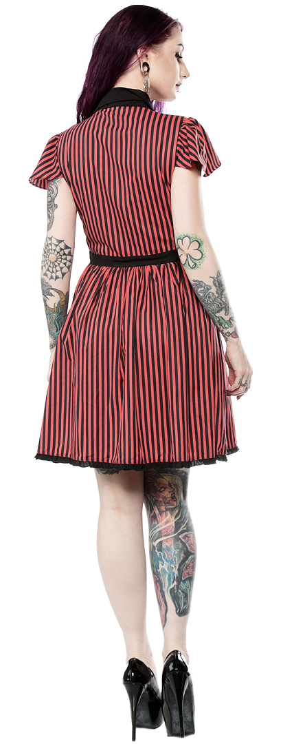 Red and Black Striped Lydia Dress