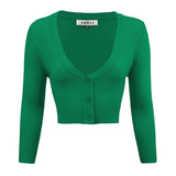 Cropped 3/4 Sleeve Cardigan